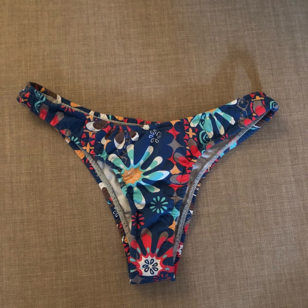 Blue floral brazilian bikini small